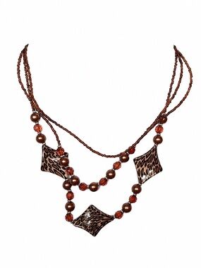 Leopard Statement Necklace Lightweight Tactile Sensory Brown Amber